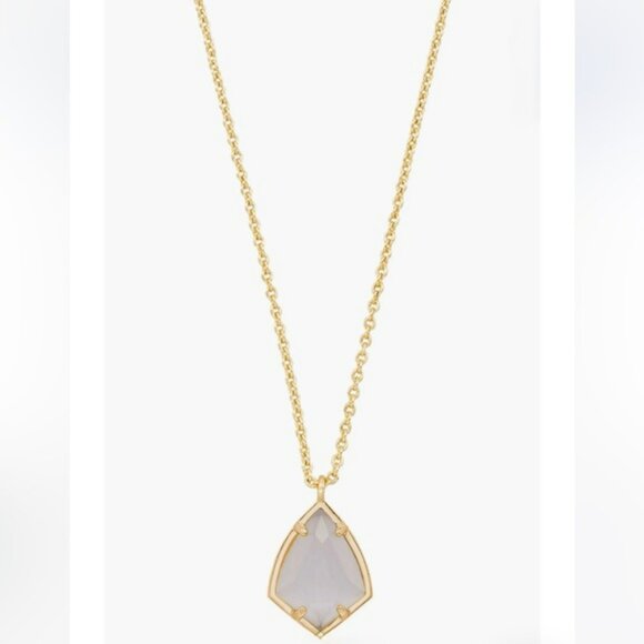 Kendra Scott 'Cory' Gold Slate Cats Eye Semiprecious Stone Pendant Necklace - Picture 1 of 8